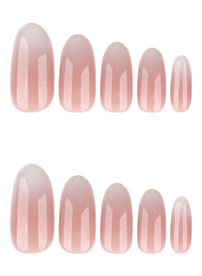 Foccna Extra Short Press on Nails Pink Almond Fake Nails Gradient Bling, Artificial Nails for Women 24pcs - Image 4